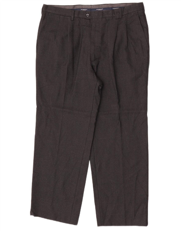 Pantaloni da completo da uomo Burberry W36 L28 in lana grigia