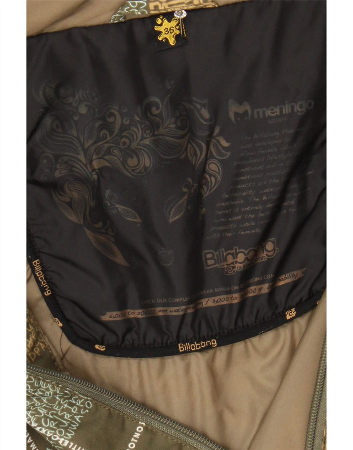 Giacca a vento con cappuccio grafica da donna BILLABONG EU 36 piccolo quadretto kaki