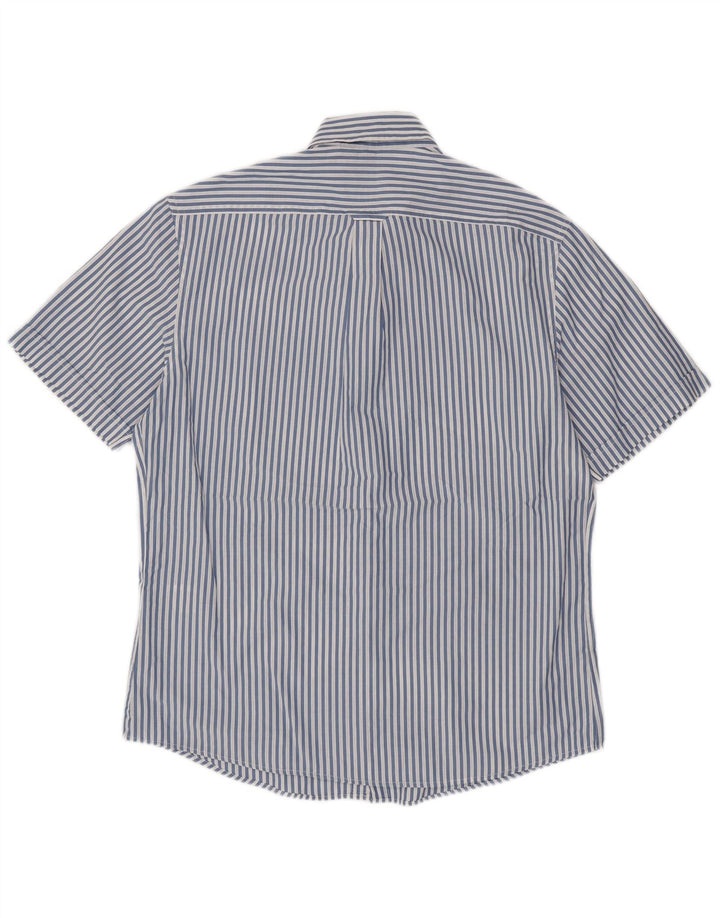Camicia a maniche corte da uomo IZOD grande in cotone gessato blu