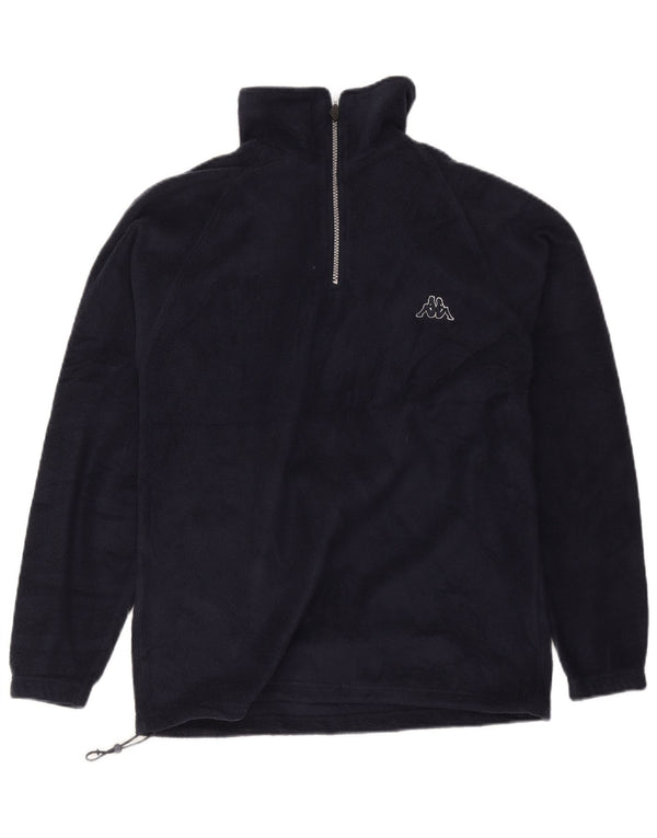 Maglione in pile da uomo Kappa con zip e collo, piccolo, blu navy, in poliestere sportivo