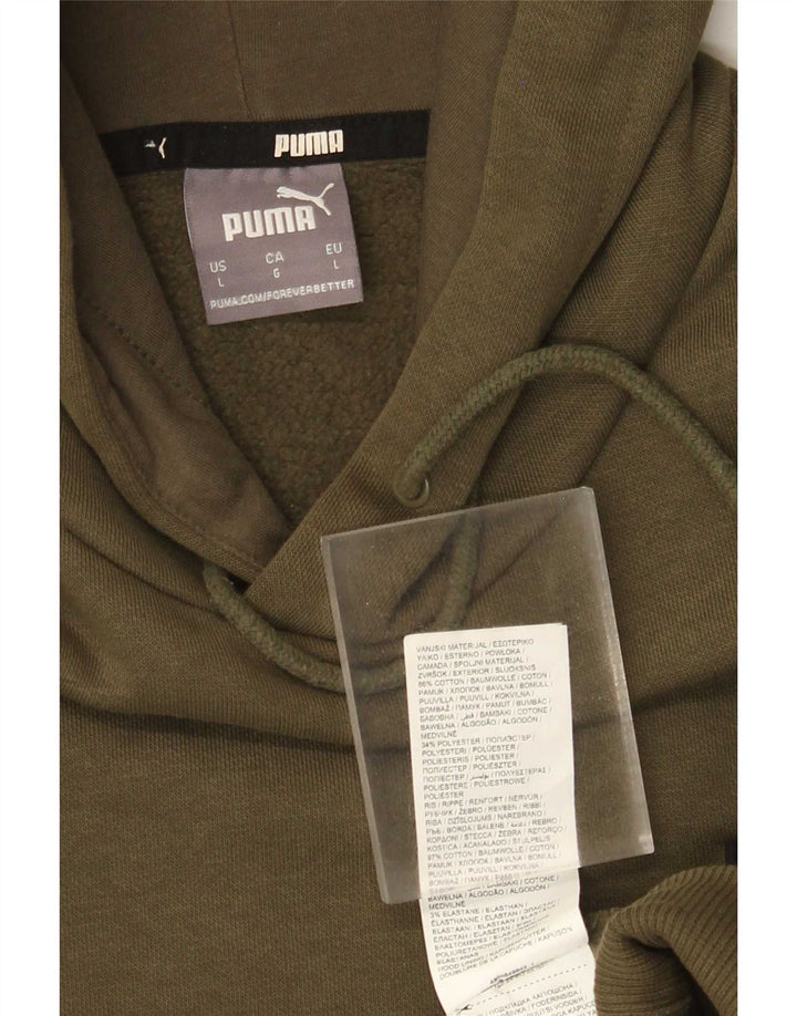 Felpa con cappuccio da uomo Puma Large in cotone kaki