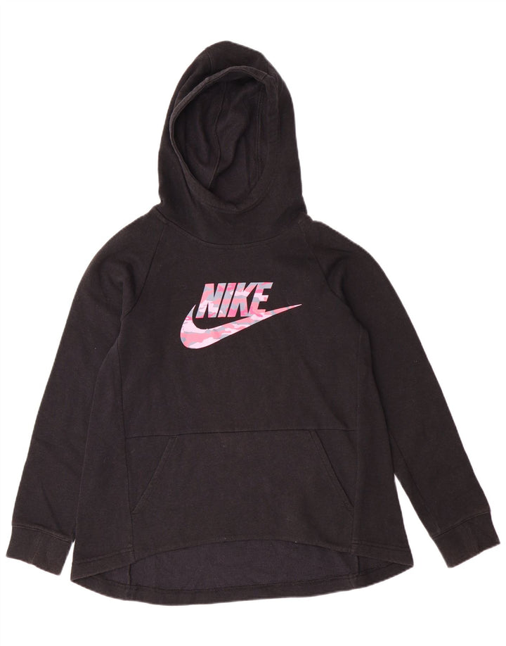 Maglione con cappuccio grafico NIKE per ragazze 10-11 anni cotone nero medio