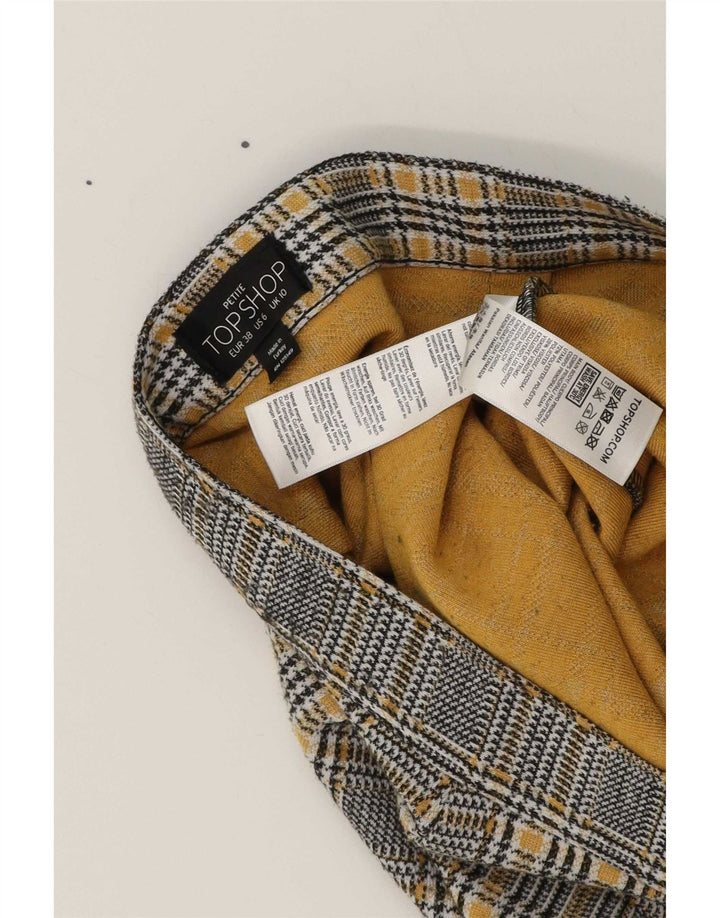 Topshop Minigonna da donna UK 10 Piccola W28 Poliestere pied de poule giallo