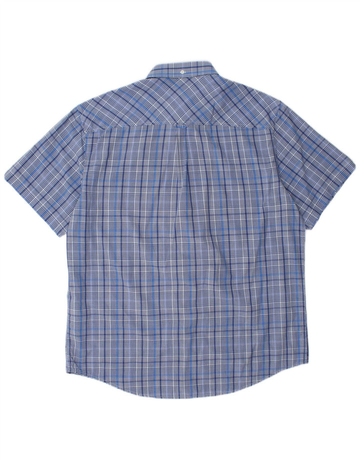 BEN SHERMAN Camicia a maniche corte da uomo XL in cotone a quadri blu