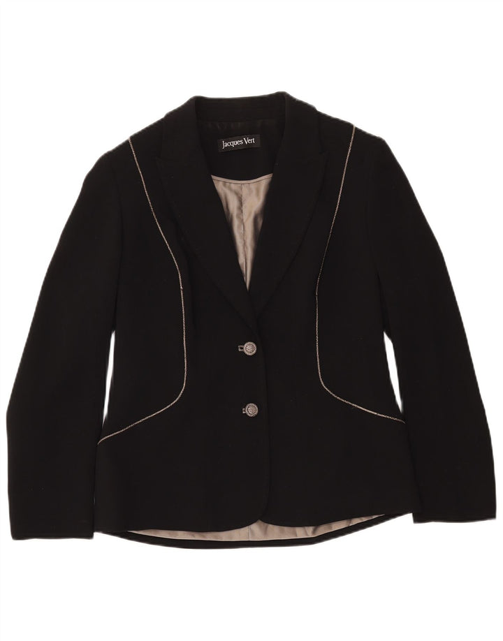 Giacca blazer a 2 bottoni da donna Jacques Vert UK 10 piccola in poliestere nero