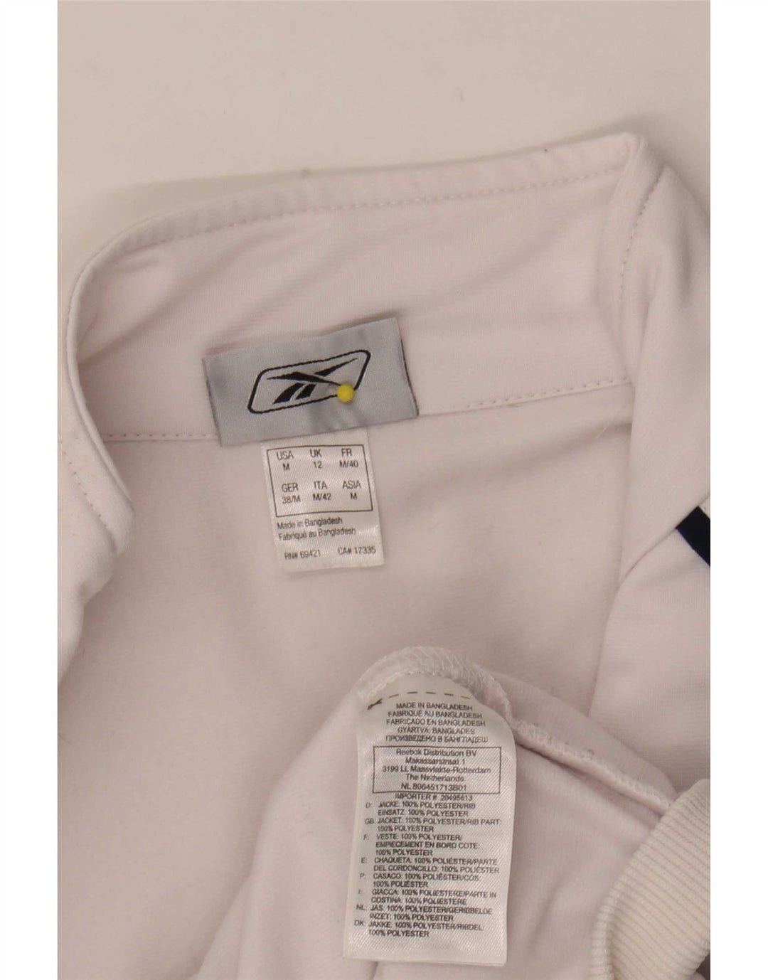 Giacca da tuta da donna Reebok UK 12 Medium White Colourblock Poliestere