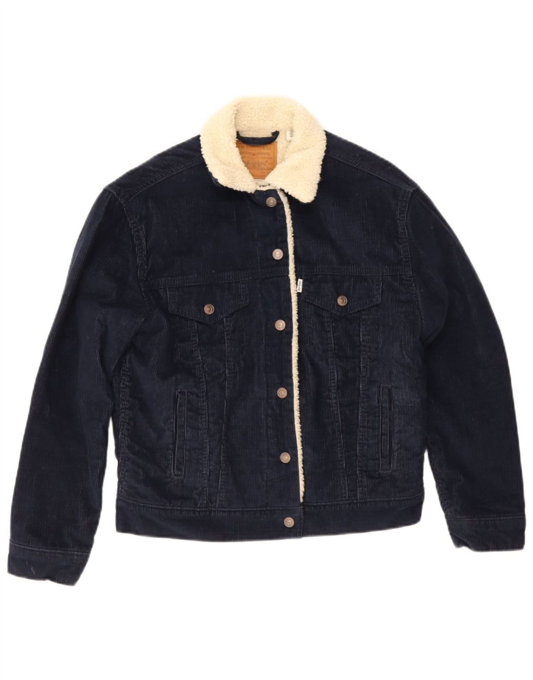 Giacca Sherpa in velluto a coste da donna Levi's UK 6 XS poliestere blu navy