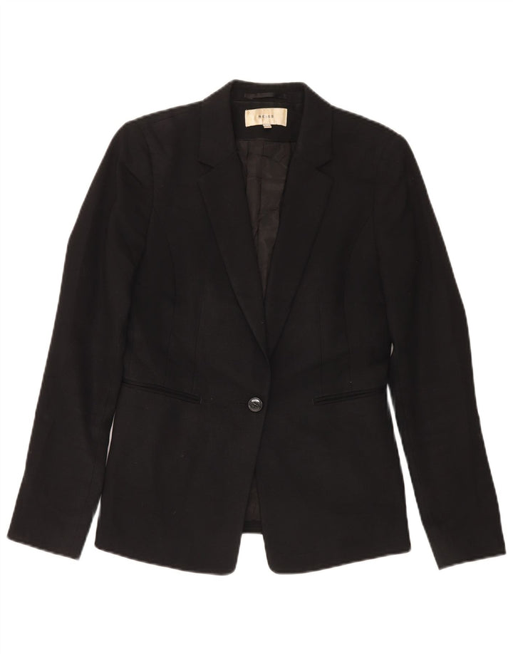 Giacca blazer da donna a 1 bottone Reiss UK 10 piccola in lana nera
