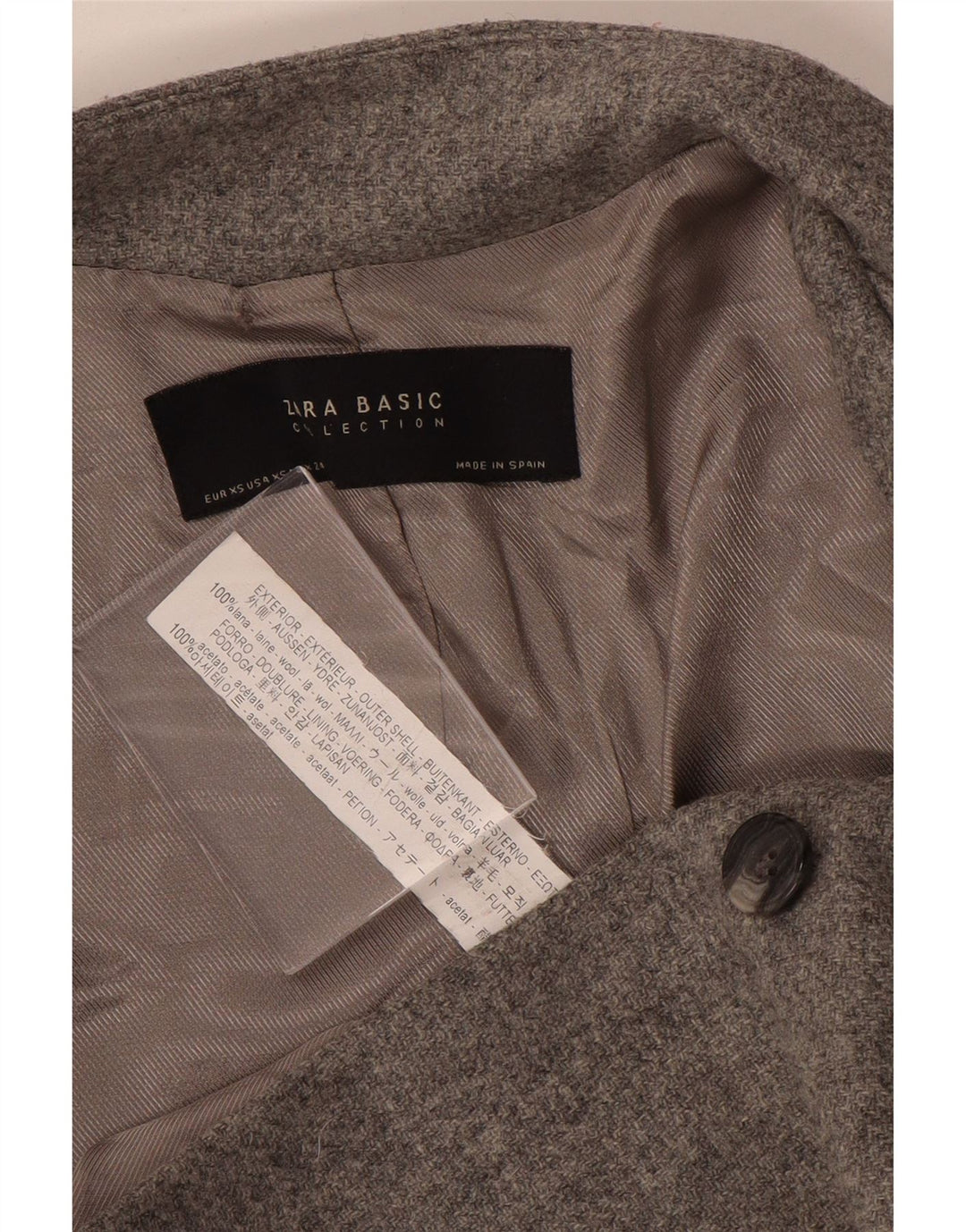 Giacca blazer lunga da donna Zara UK 6 XS lana grigia