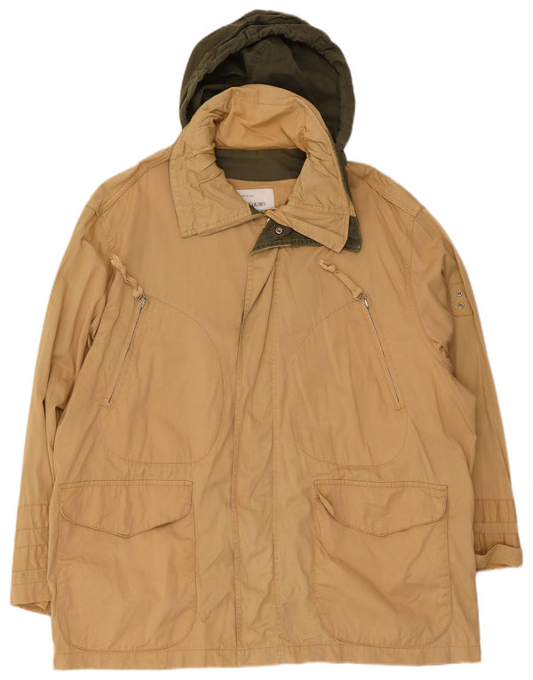 Giacca pratica da uomo con cappuccio vestibilità ampia Benetton IT 48 Cotone beige medio