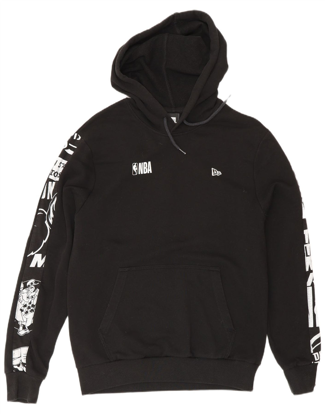 Felpa con cappuccio grafica NBA da uomo New Era in cotone nero medio