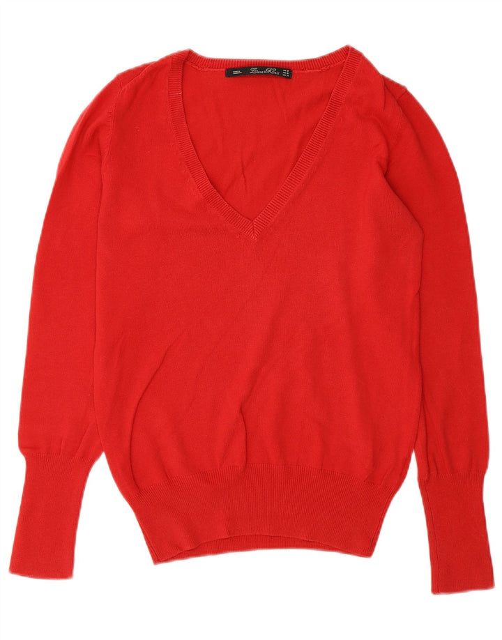 Maglione maglione con scollo a V da donna Zara UK 12 arancione medio