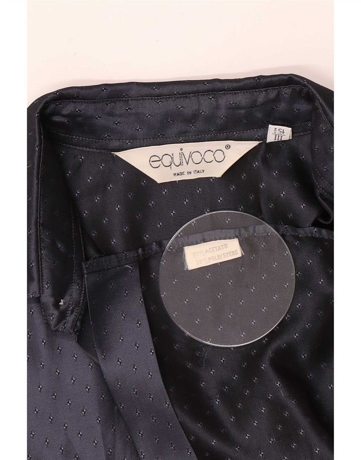 Camicia da uomo Equivoco taglia 15 3/4 acetato maculato blu navy medio