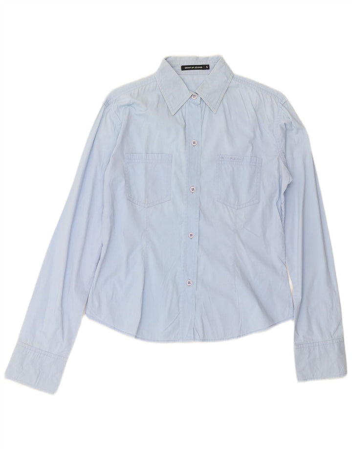 Camicia da donna DKNY UK 10 piccola in cotone blu