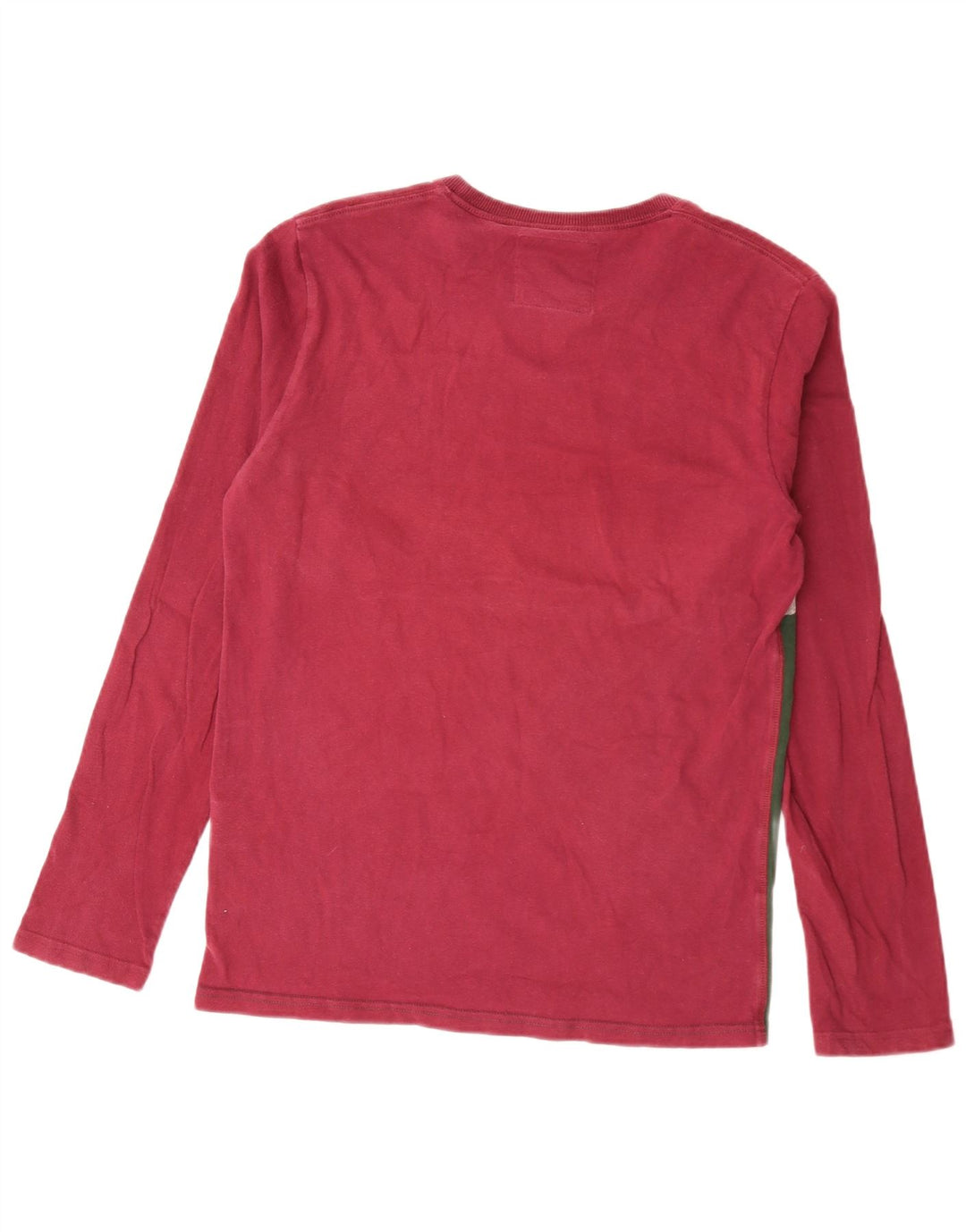 Top grafico da uomo Superdry a maniche lunghe in cotone color block rosso medio