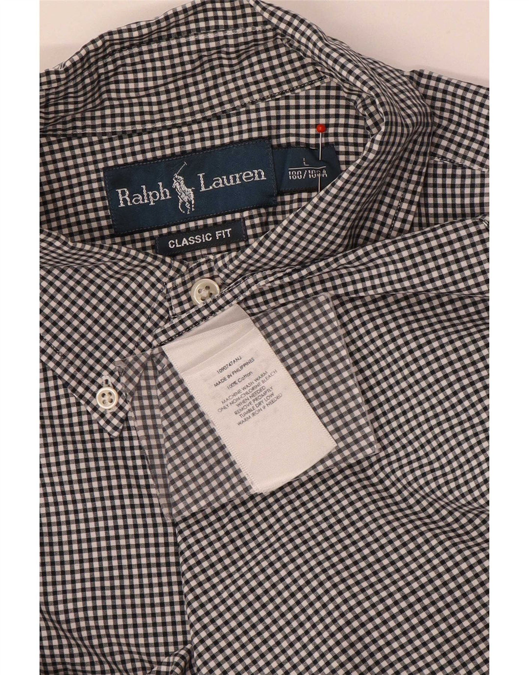 Camicia Ralph Lauren da uomo dalla vestibilità classica, grande in cotone a quadretti nero