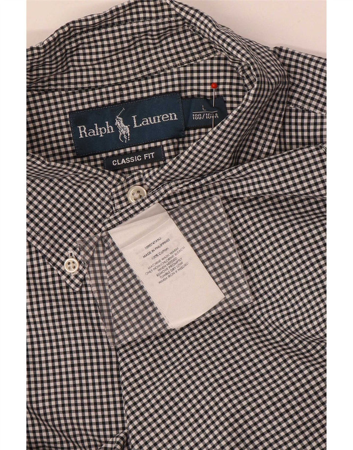 Camicia Ralph Lauren da uomo dalla vestibilità classica, grande in cotone a quadretti nero