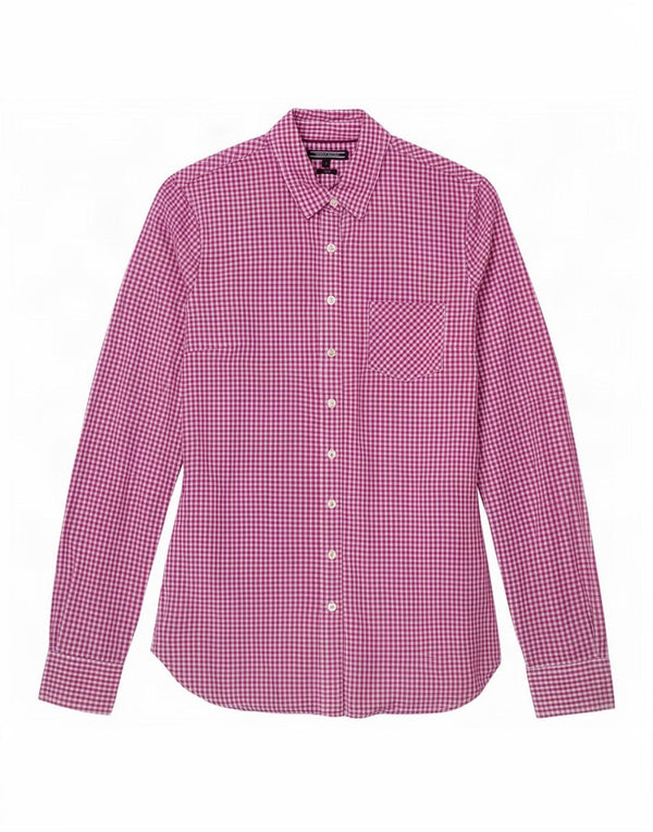 Camicia aderente da donna Tommy Hilfiger US 6 cotone a quadretti viola medio