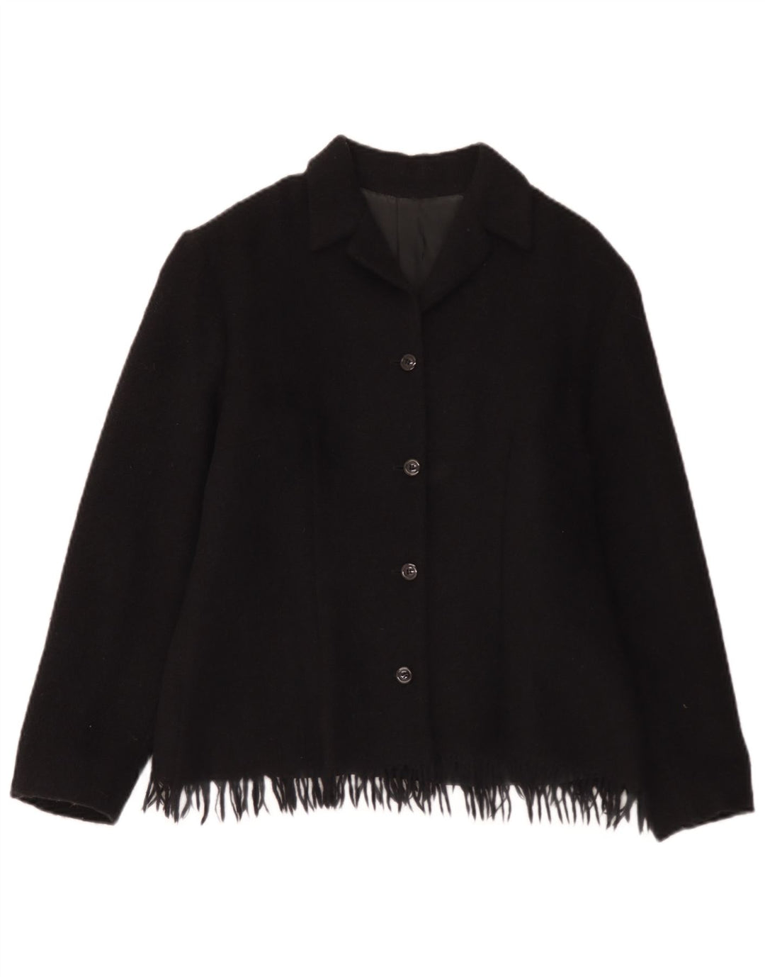 Giacca blazer vintage da donna a 4 bottoni UK 12 lana nera media