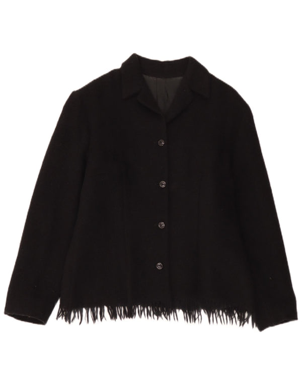 Giacca blazer vintage da donna a 4 bottoni UK 12 lana nera media