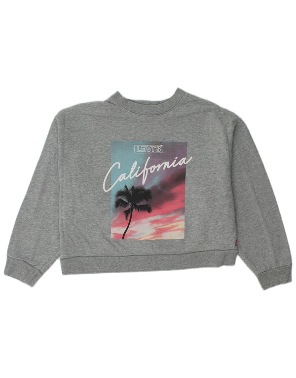 Levi's Donna Felpa con grafica corta oversize da donna UK 10 Small Grigio