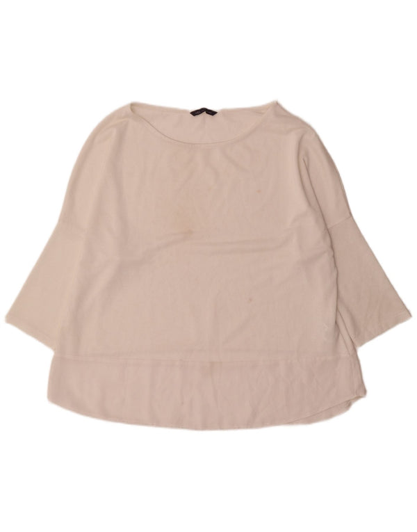 Top da donna Marks & Spencer manica 3/4 UK 18 XL poliestere bianco