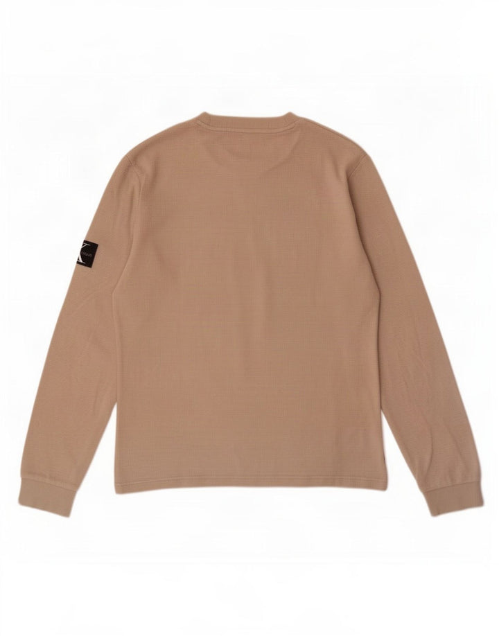 Calvin Klein Jeans Top da uomo a maniche lunghe 2XL in cotone beige