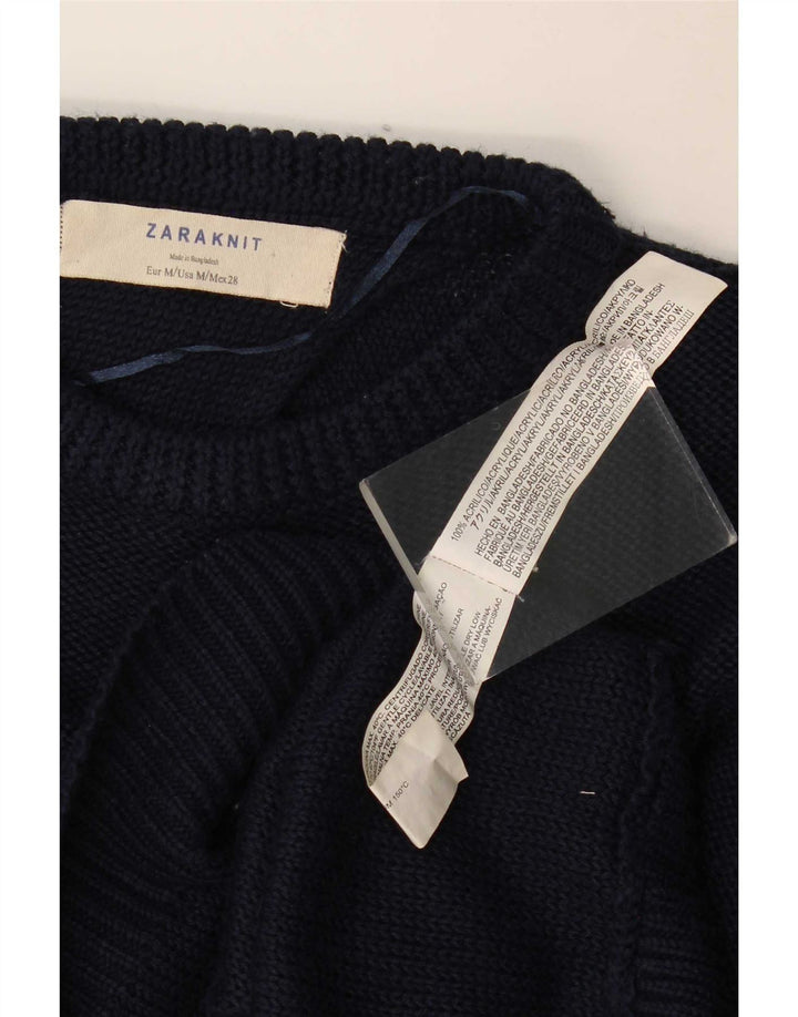 Maglione maglione oversize con scollo a barca da donna Zara UK 14 blu navy medio