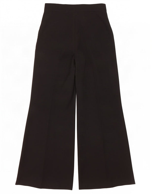 Pantaloni da abito vintage da donna a gamba larga W26 L27 in lana nera
