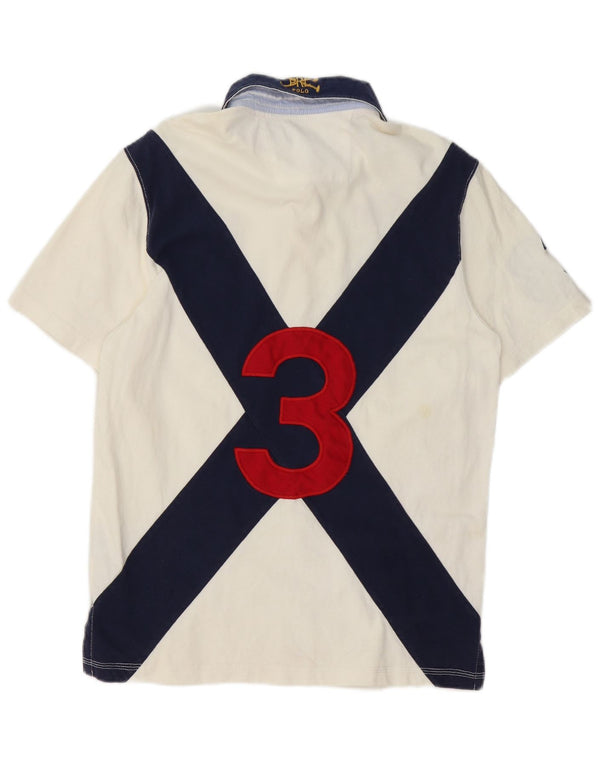 Polo Ralph Lauren da uomo con grafica da rugby, polo piccola bianca a blocchi di colore