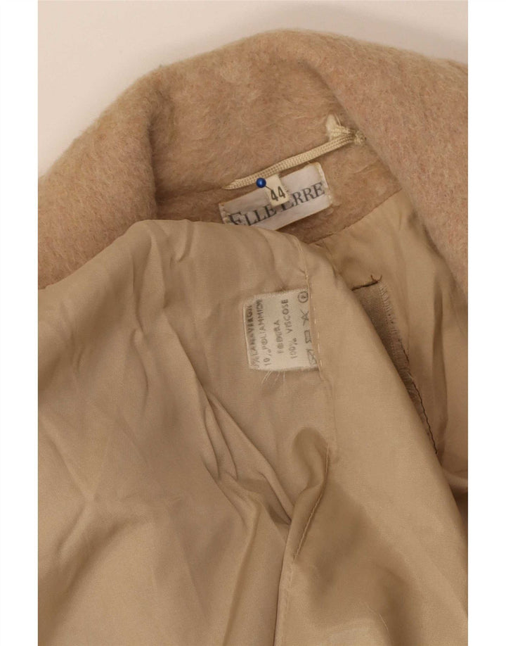 Cappotto Doppiopetto Donna Elle Erre IT 44 Beige Medio Lana Vergine