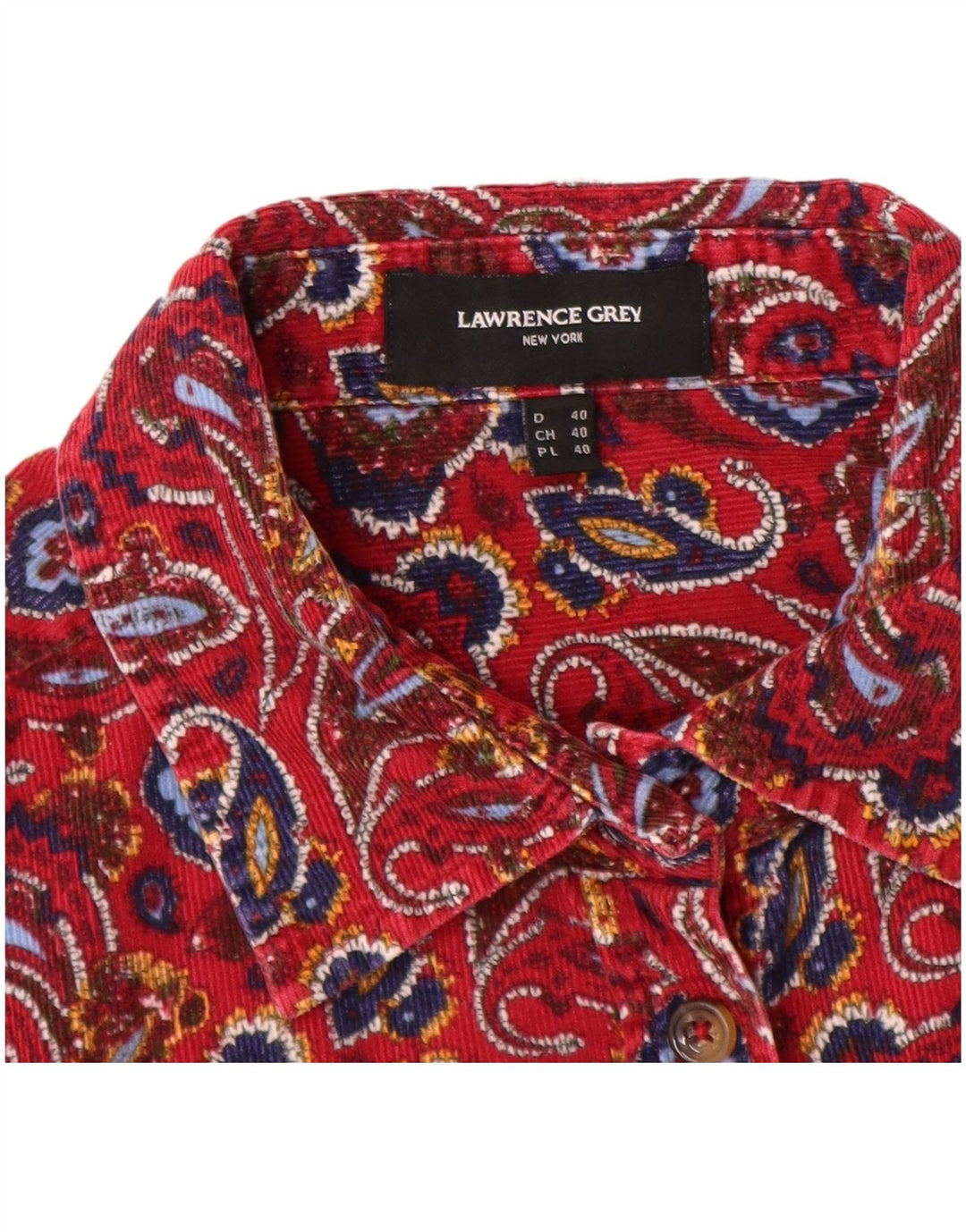 LAWRENCE GREY Camicia da donna in velluto a coste EU 40 Cotone Paisley rosso medio