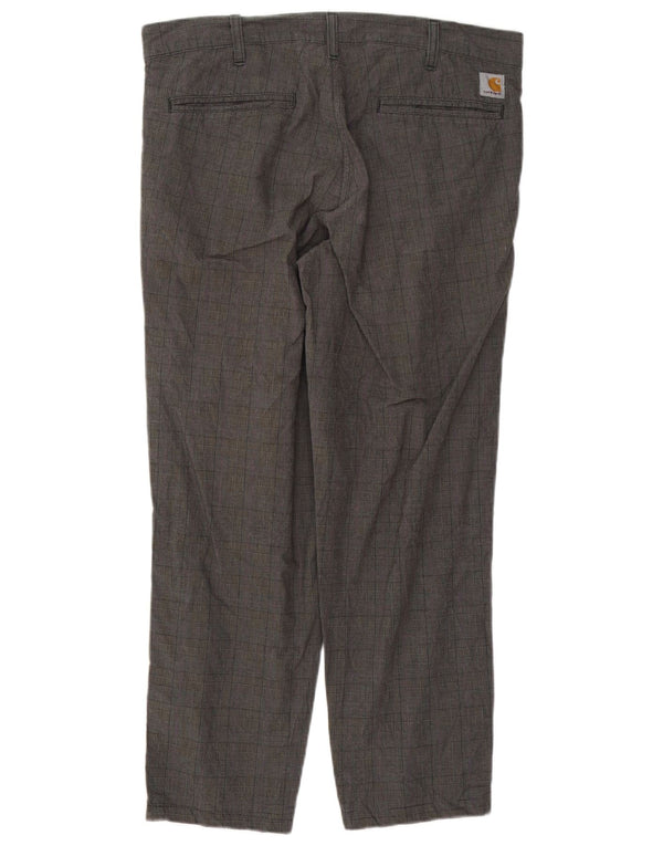 Pantaloni chino dritti da uomo Carhartt W33 L27 in cotone a quadri grigi