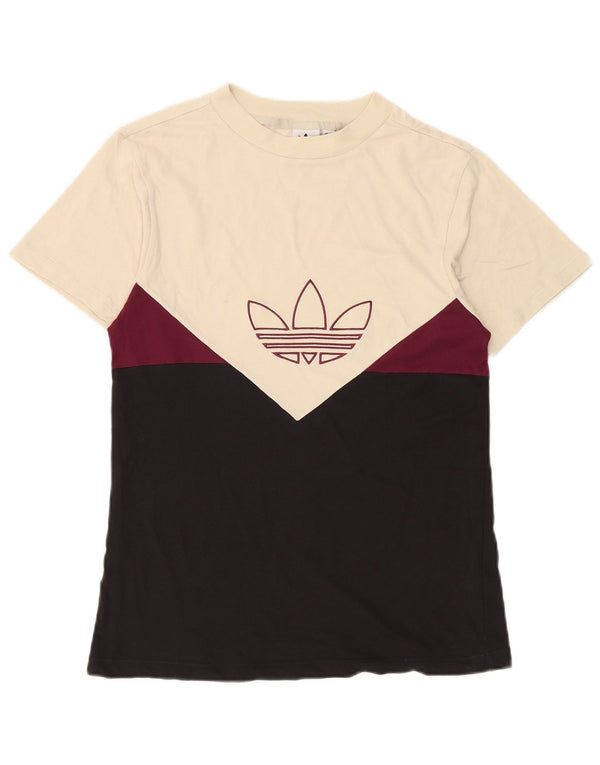 T-shirt grafica da donna Adidas Top UK 8 Small White Colourblock in cotone