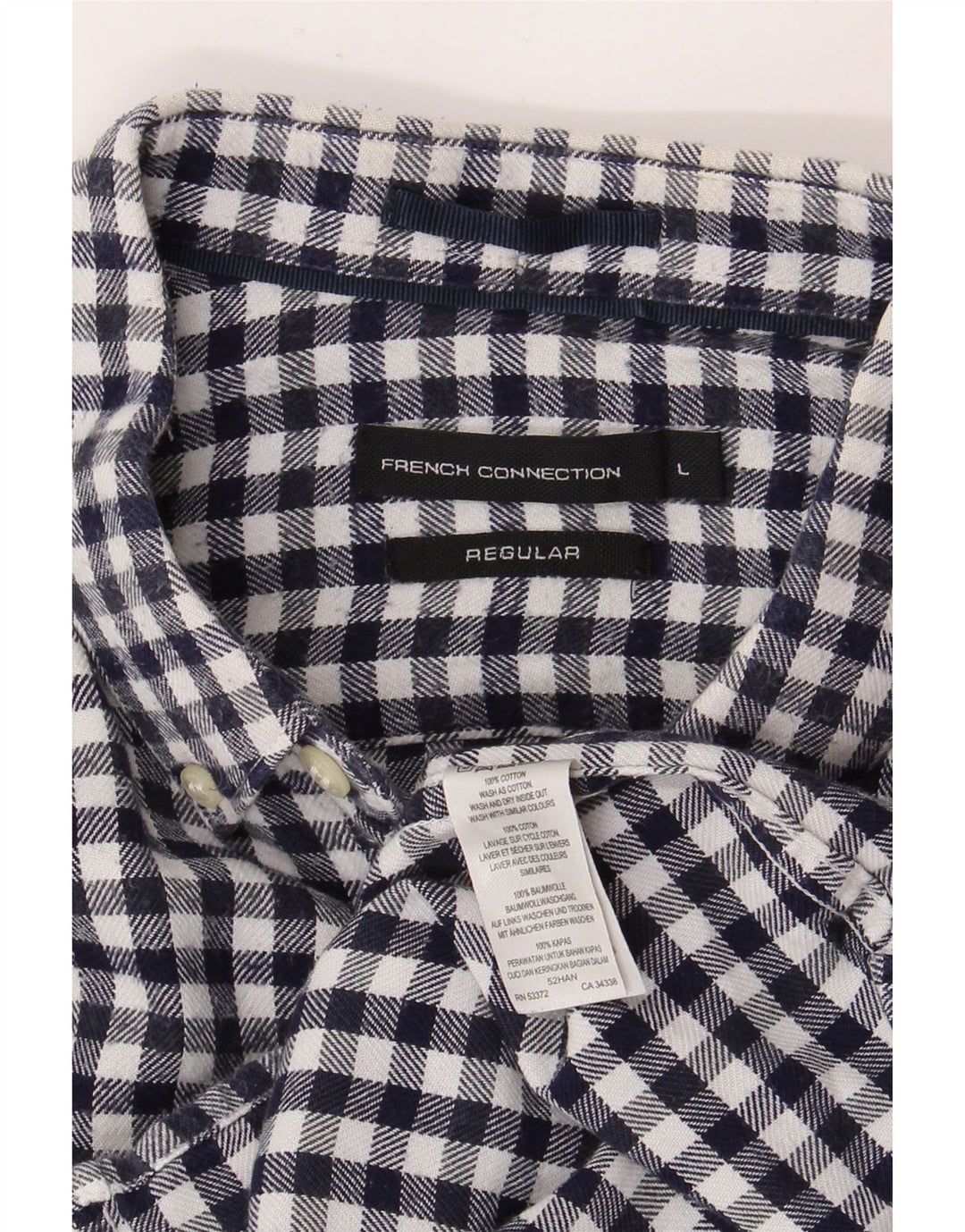 FRENCH CONNECTION Camicia da uomo regolare in flanella grande a quadretti blu navy