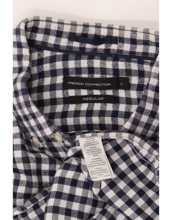 FRENCH CONNECTION Camicia da uomo regolare in flanella grande a quadretti blu navy