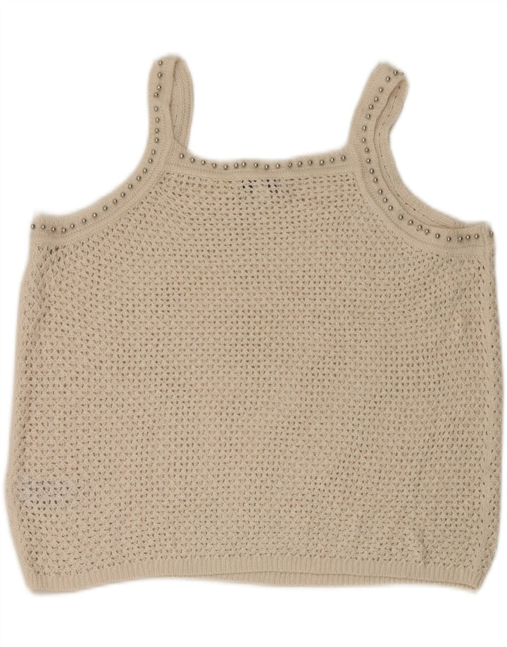 Canotta da donna all'uncinetto Marks & Spencer UK 14 grande acrilico bianco sporco