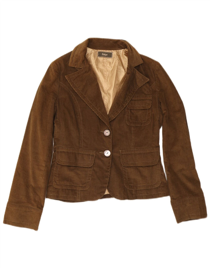 Extyn Giacca da donna in velluto a coste a 2 bottoni, UK 12, cotone marrone medio