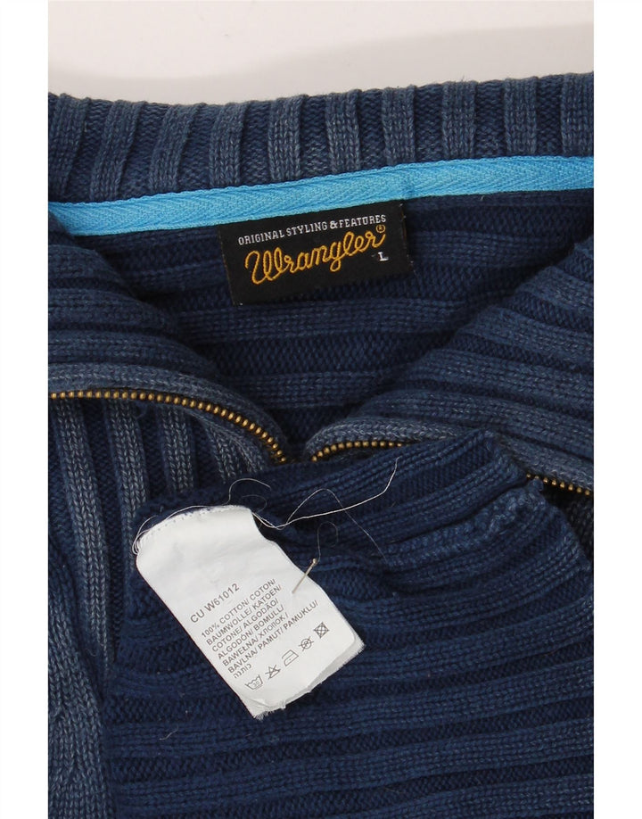 Maglione da uomo Wrangler con zip e collo, grande, in cotone blu navy
