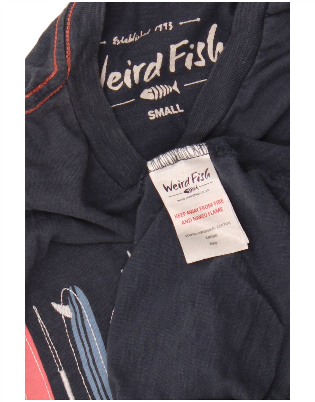 WEIRD FISH T-shirt grafica da uomo Top piccola in cotone blu navy