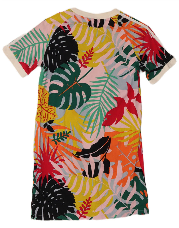 Abito T-shirt da donna ADIDAS UK 12 Cotone floreale multicolore medio