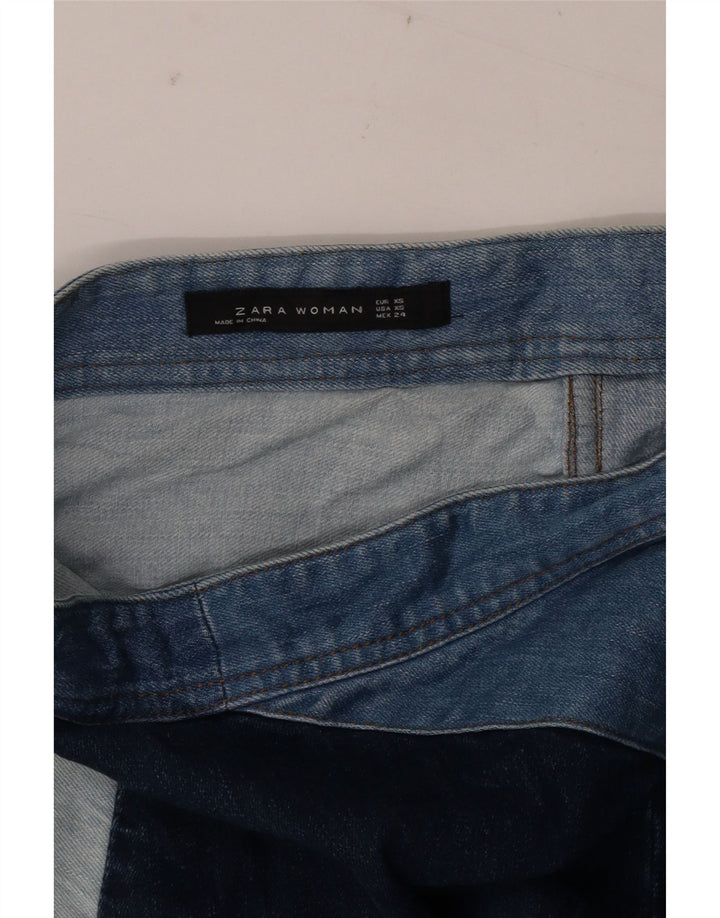 Minigonna in denim da donna ZARA XS W24 blu color block