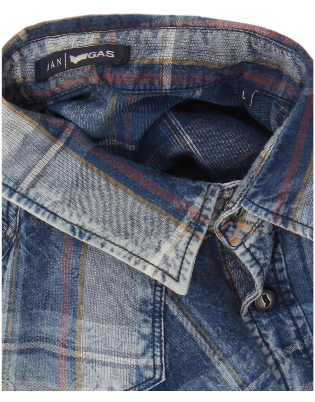 Camicia Western da Uomo Gas Grande Plaid Blu