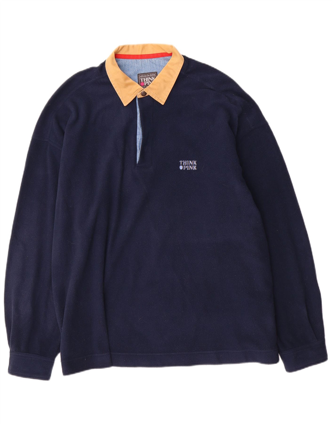 Think Pink Maglione in pile da uomo con collo alto XL Poliestere blu navy