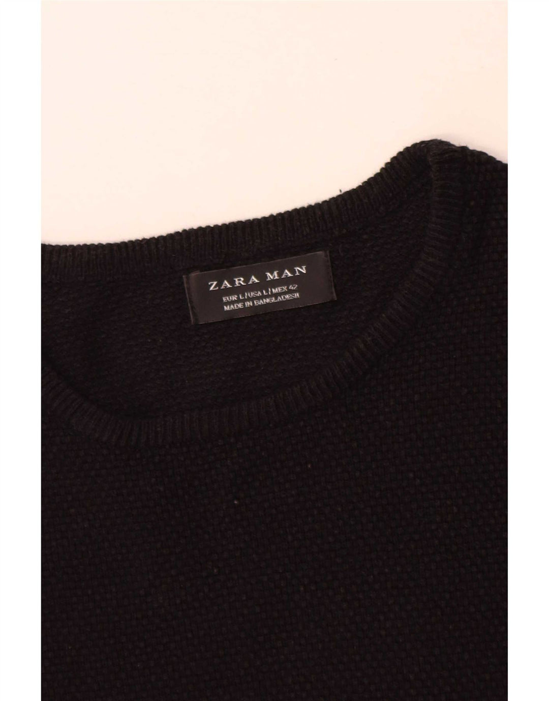 Maglione maglione girocollo da uomo Zara grande in cotone nero
