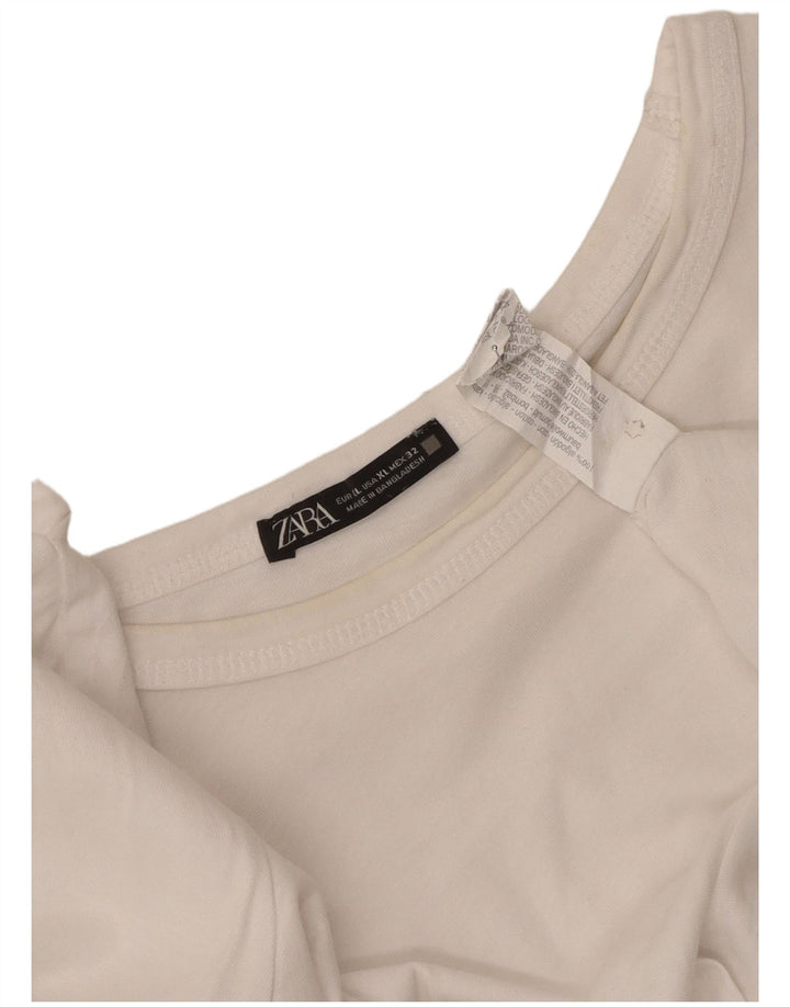 Top Zara da donna a maniche lunghe UK 18 XL cotone bianco