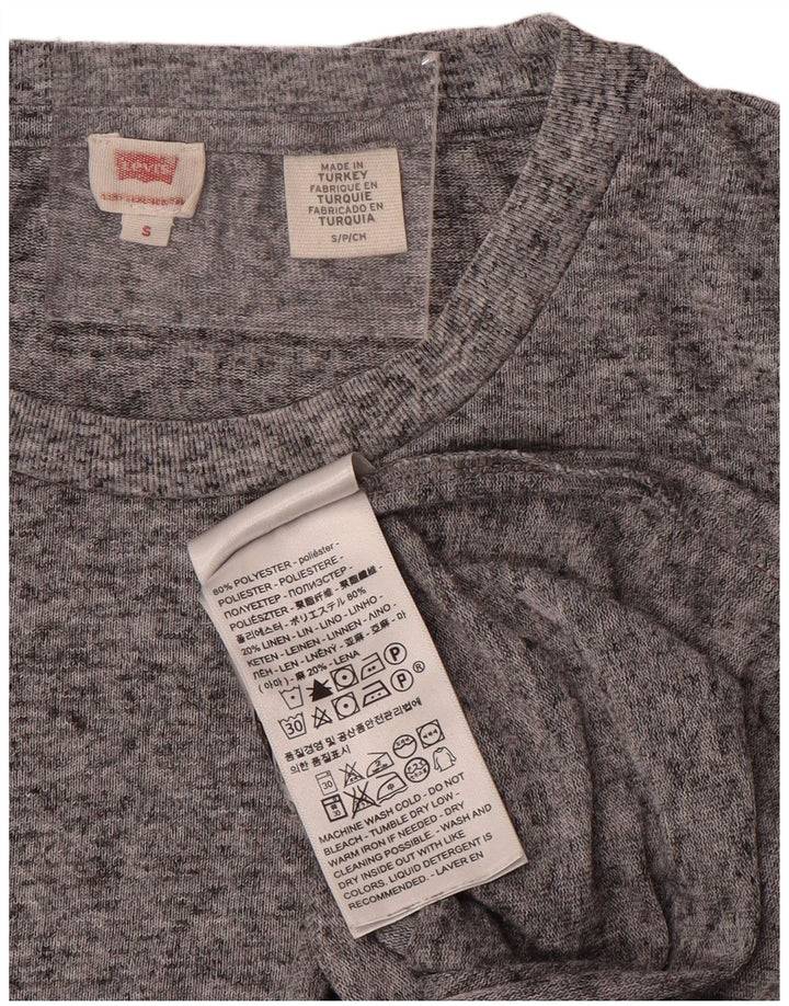 T-shirt da donna LEVI'S UK 10 piccola in poliestere chiazzato grigio