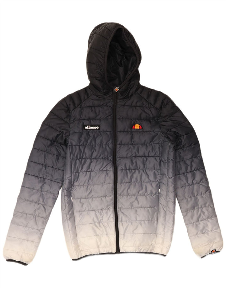 ELLESSE Giacca imbottita con cappuccio da uomo UK 34 XS Poliestere color block blu navy