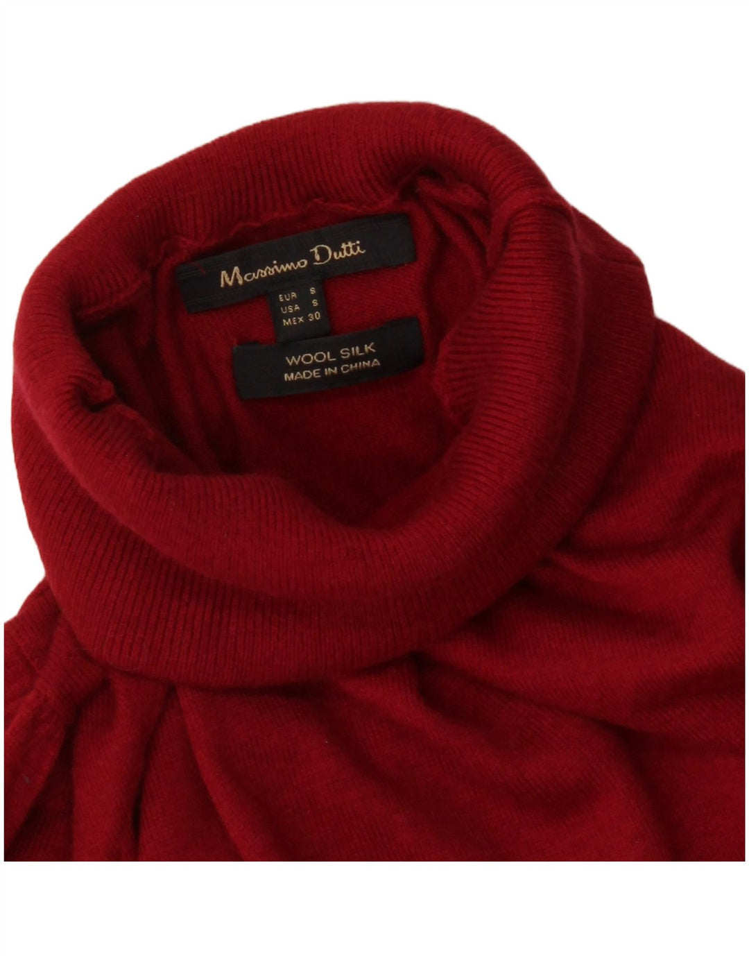 Maglione maglione da donna a collo alto Massimo Dutti UK 10 piccolo in lana rossa