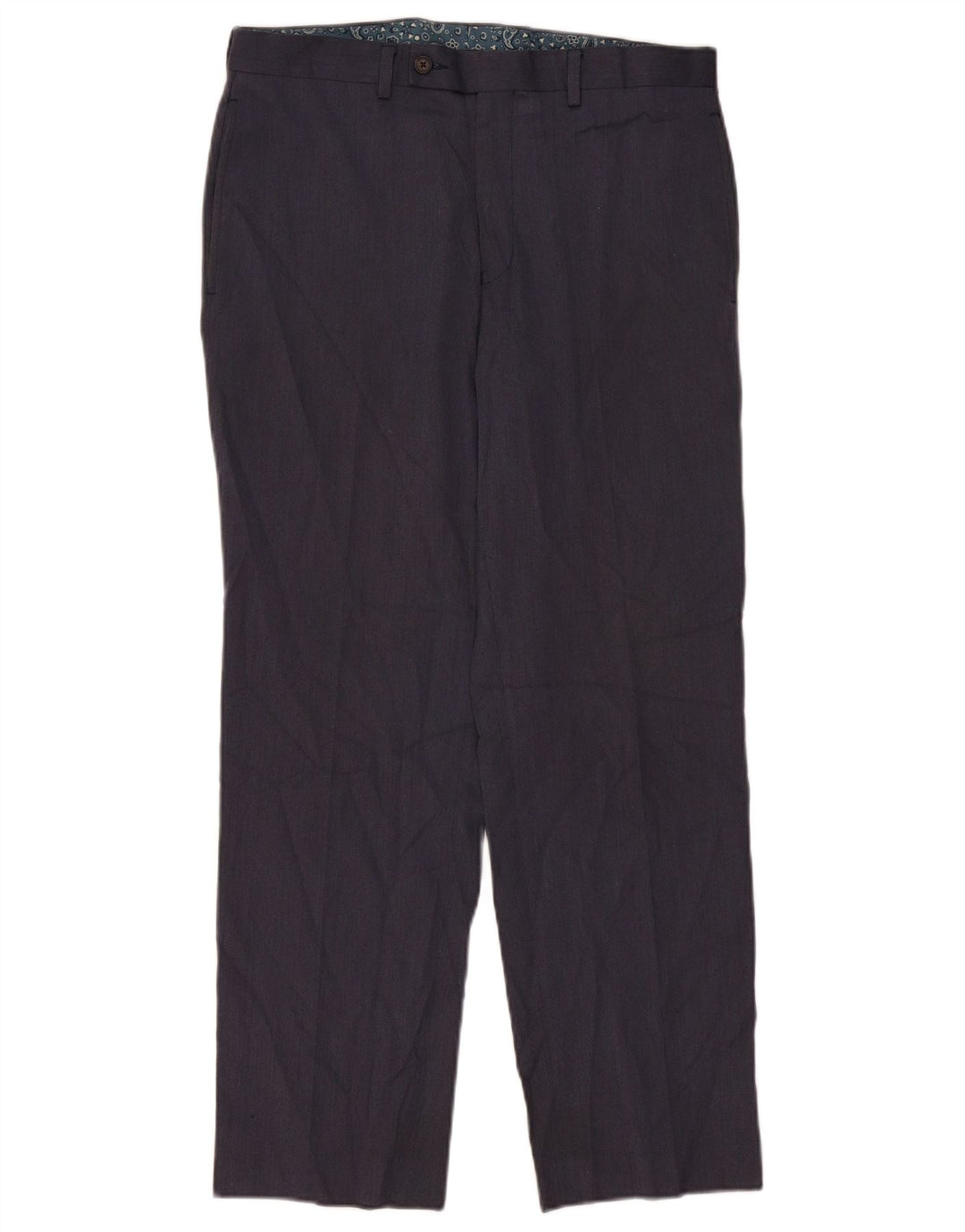 Pantaloni da abito dritti da uomo Ralph Lauren W33 L30 poliestere blu navy